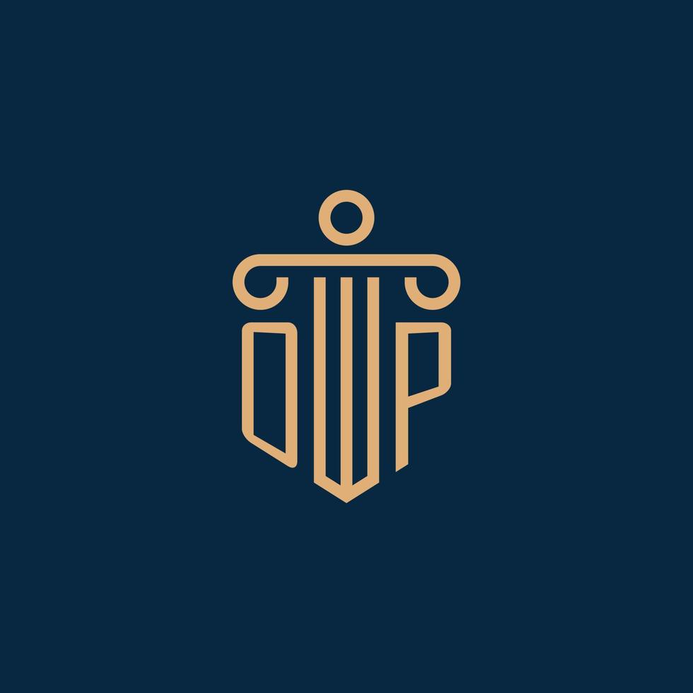 OP initial for law firm logo, lawyer logo with pillar vector