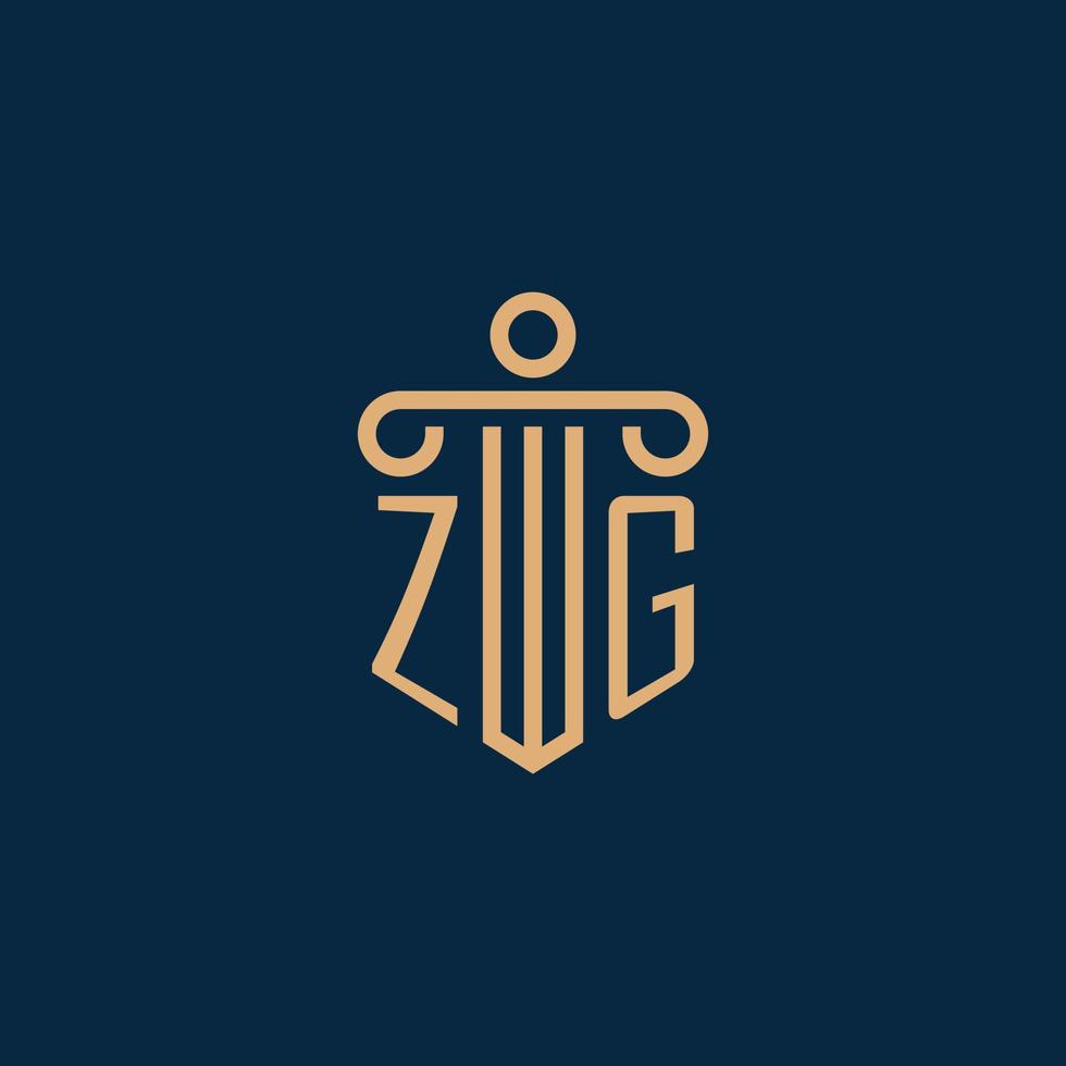 ZG initial for law firm logo, lawyer logo with pillar vector