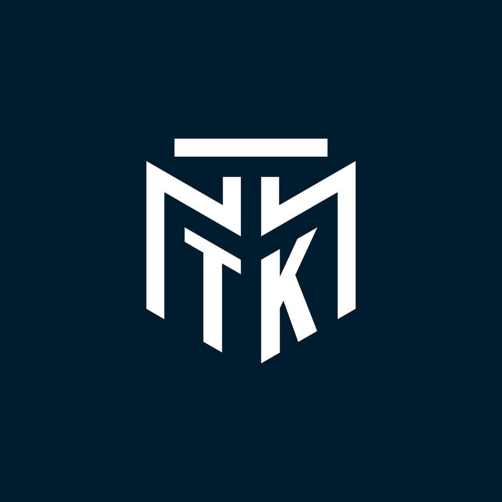 logotipo inicial del monograma tk con diseño de estilo geométrico abstracto vector