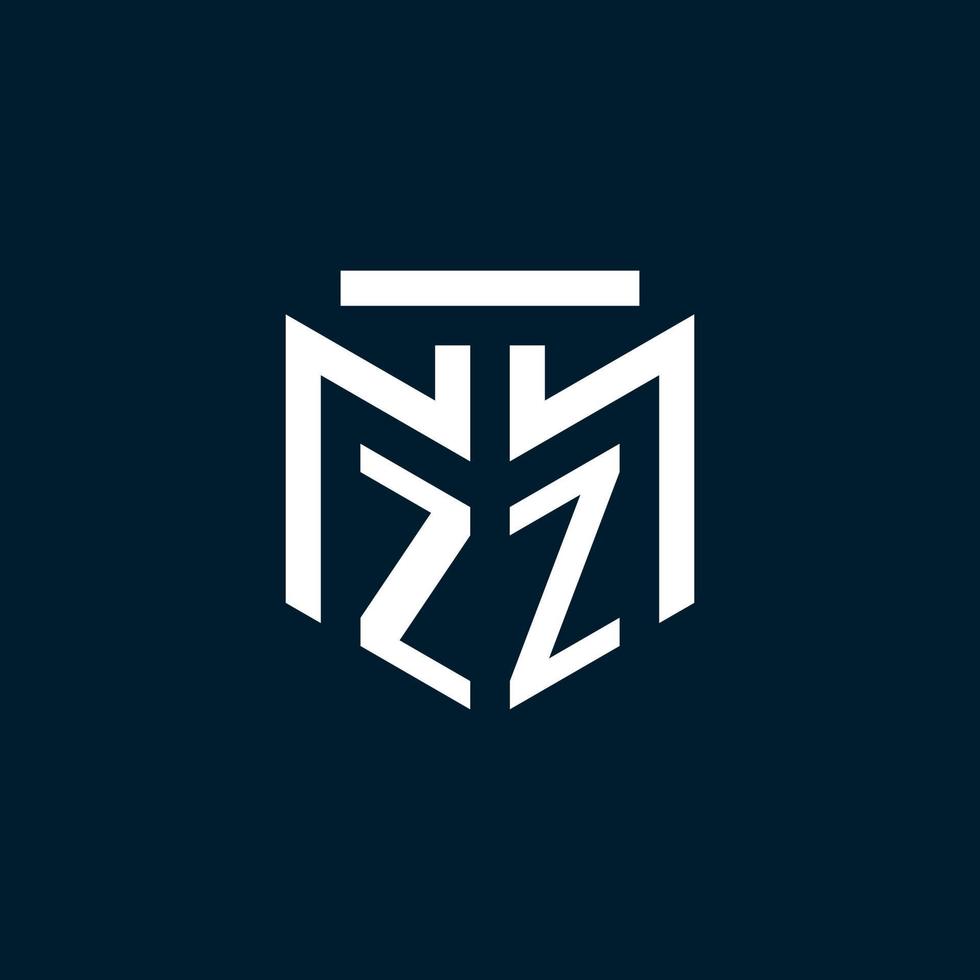 ZZ monogram initial logo with abstract geometric style design vector