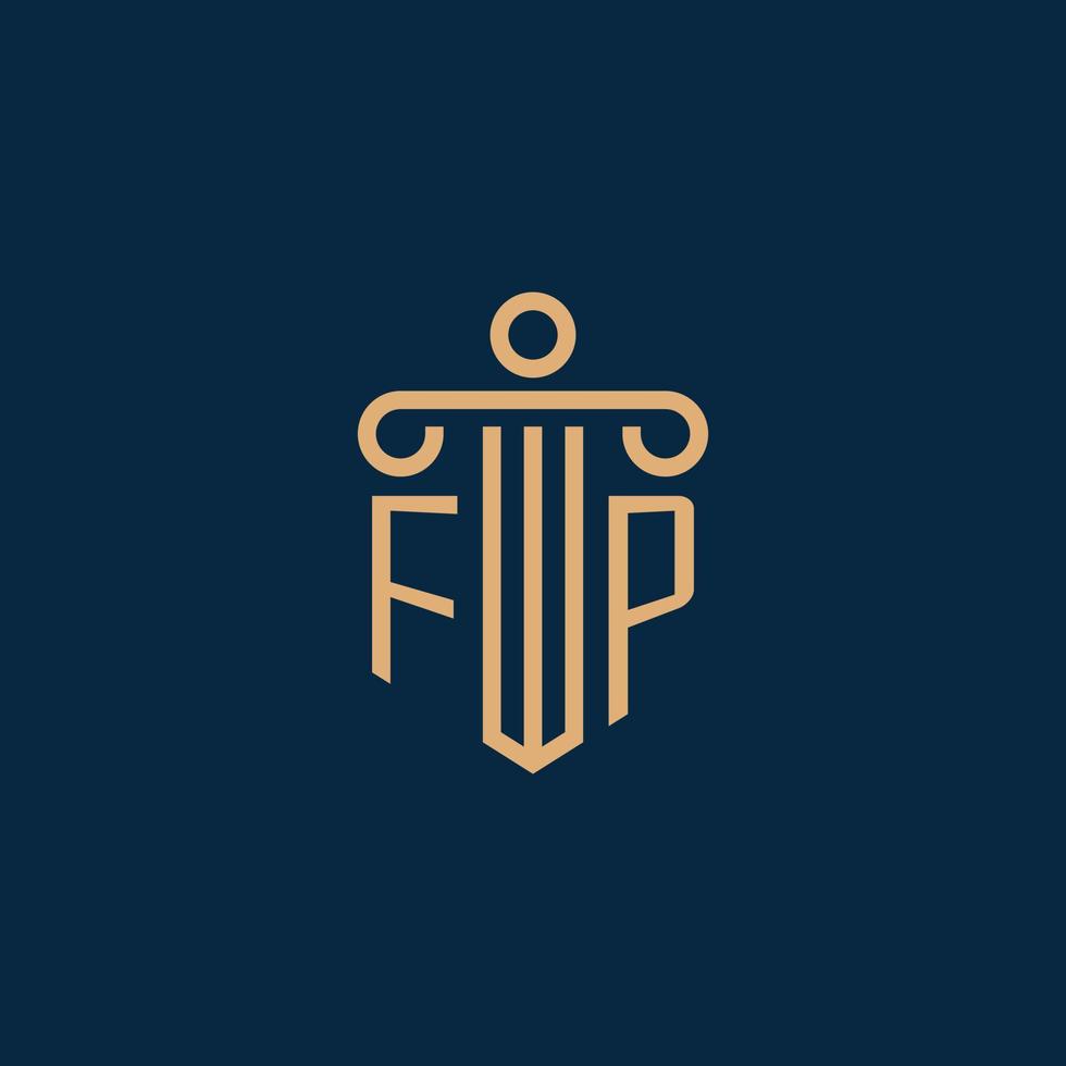 FP initial for law firm logo, lawyer logo with pillar vector