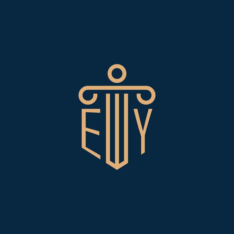 EY initial for law firm logo, lawyer logo with pillar vector