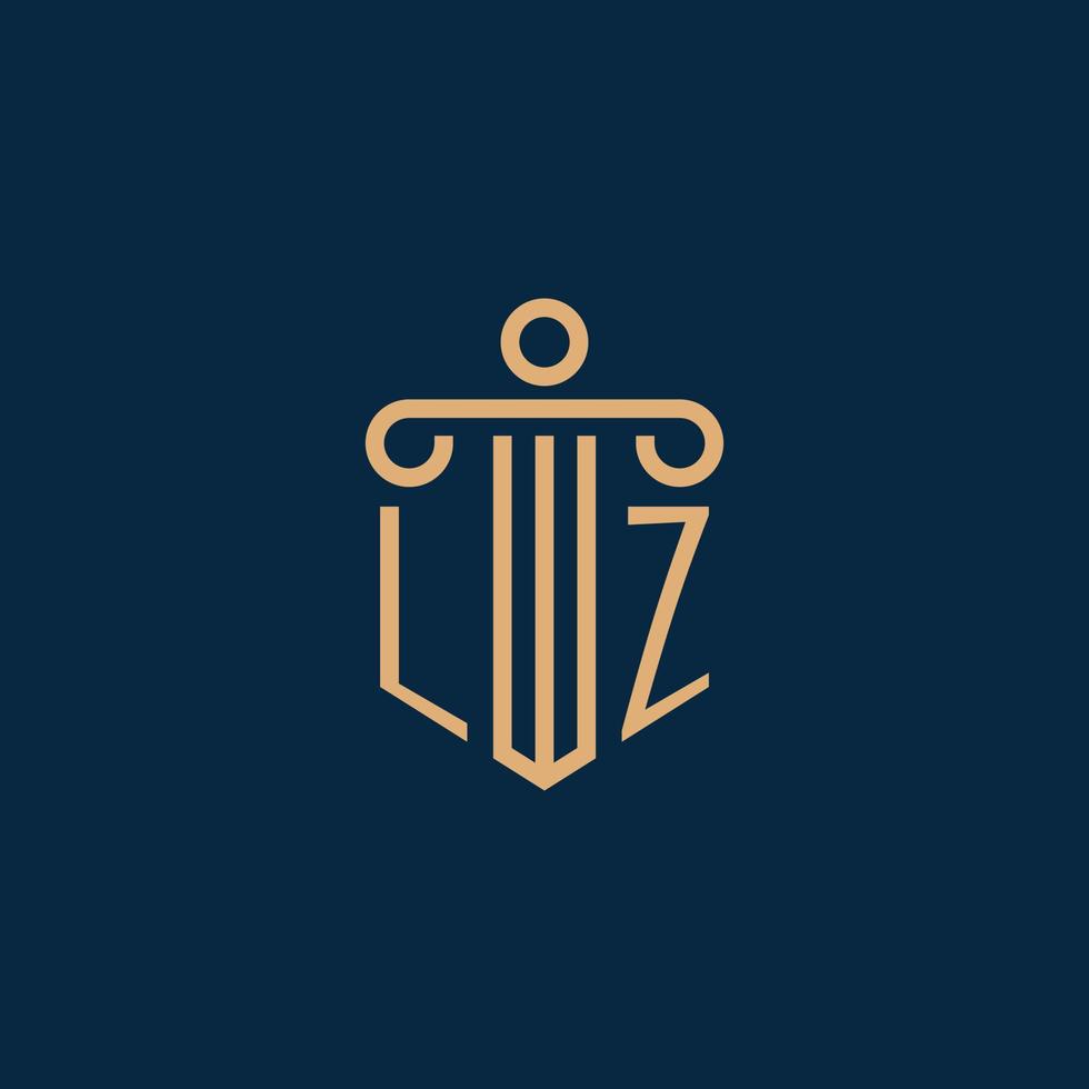 LZ initial for law firm logo, lawyer logo with pillar vector