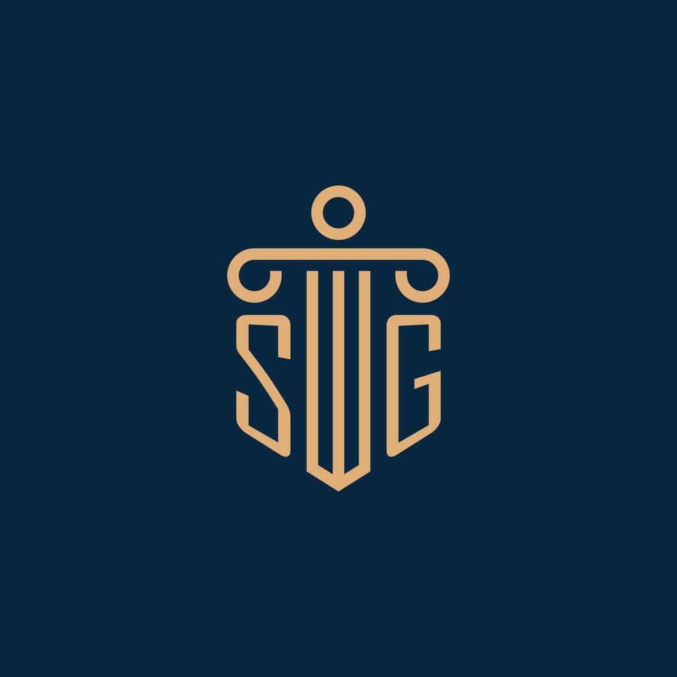 sg inicial para logotipo de bufete de abogados, logotipo de abogado con pilar vector