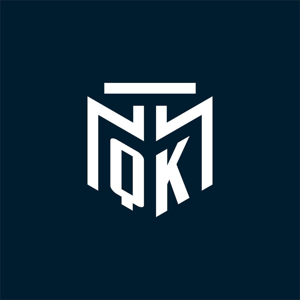 logotipo inicial del monograma qk con diseño de estilo geométrico abstracto vector