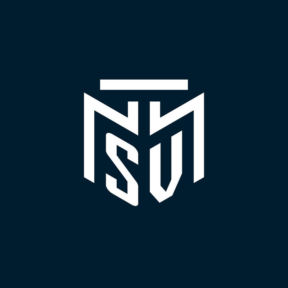 SV monogram initial logo with abstract geometric style design vector