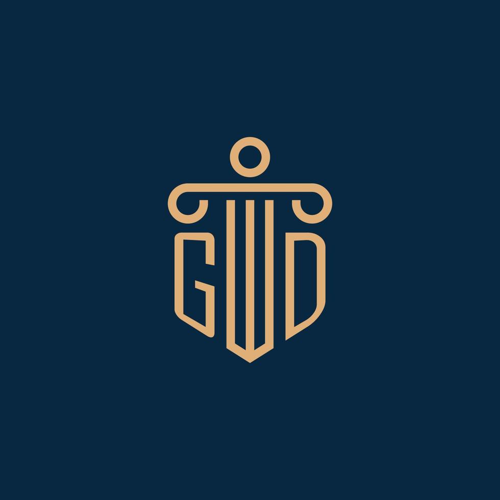 inicial de gd para el logotipo del bufete de abogados, logotipo de abogado con pilar vector