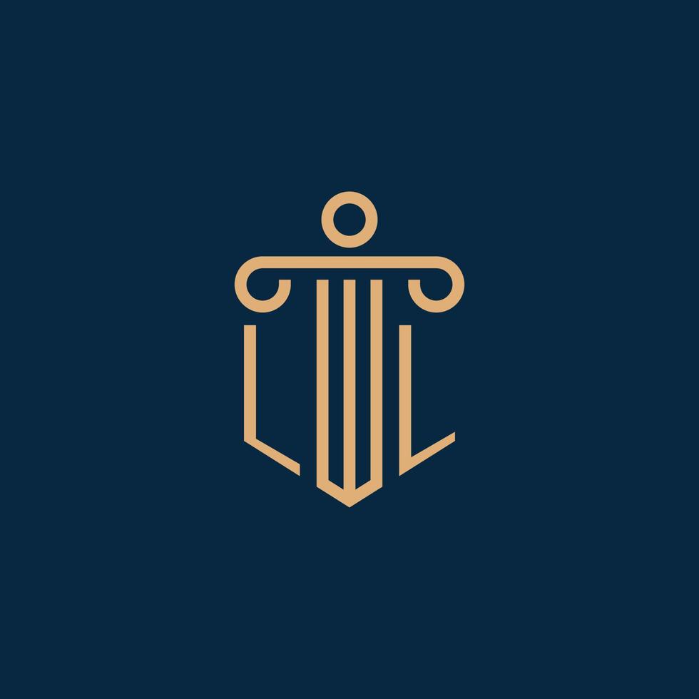 LL initial for law firm logo, lawyer logo with pillar vector