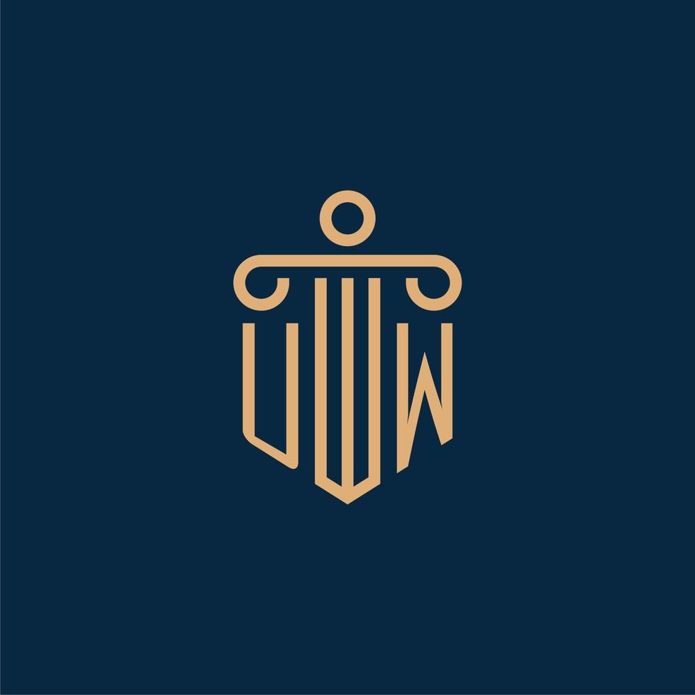 UW initial for law firm logo, lawyer logo with pillar vector