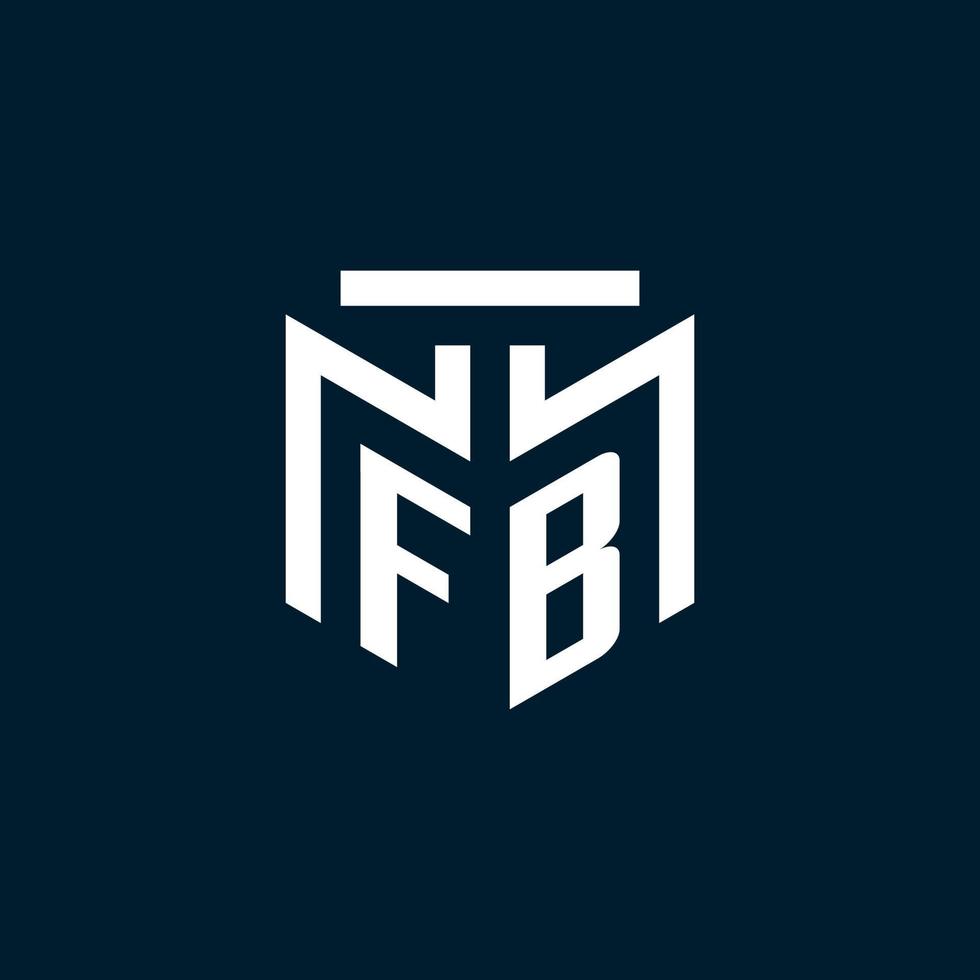 FB monogram initial logo with abstract geometric style design vector