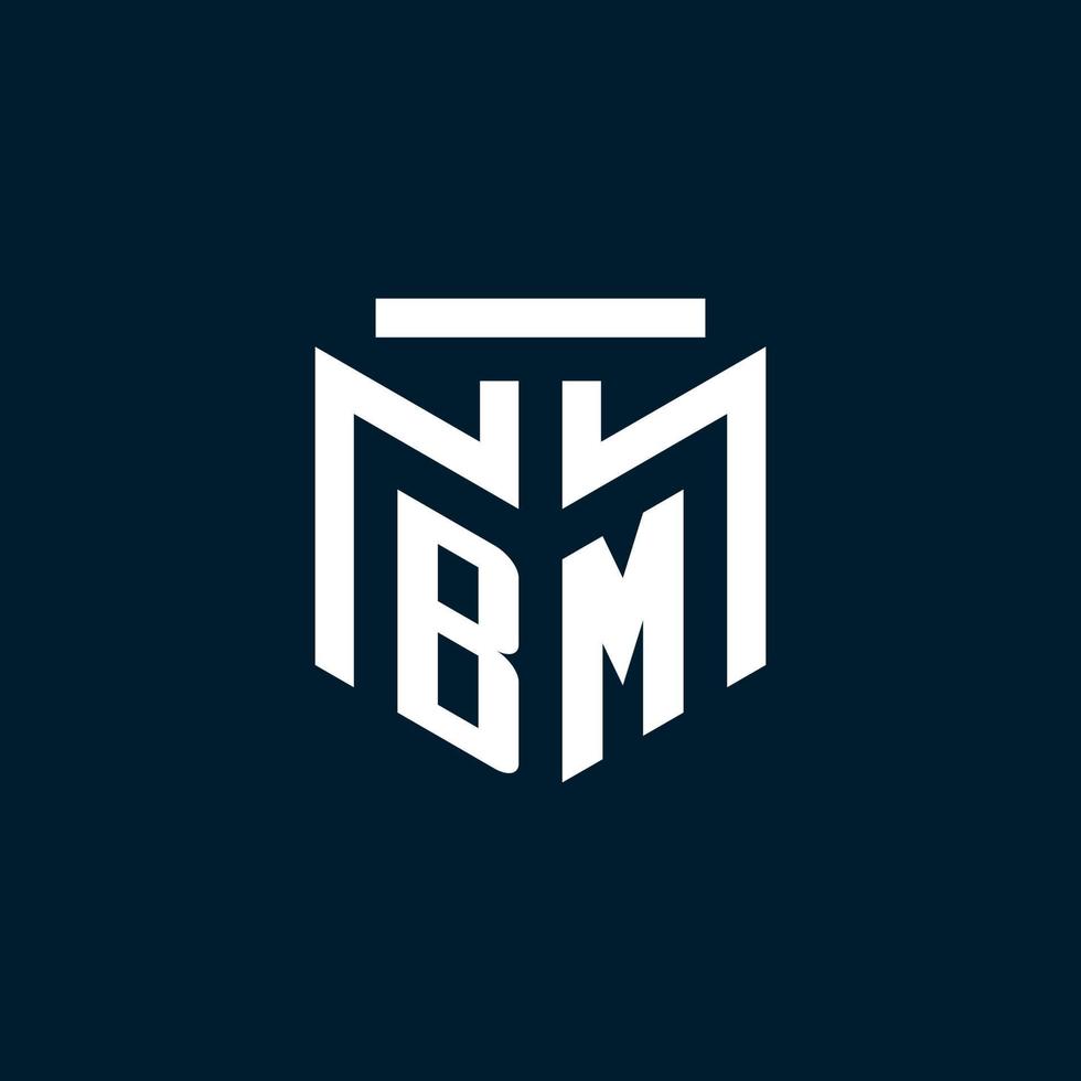 logotipo inicial del monograma bm con diseño de estilo geométrico abstracto vector