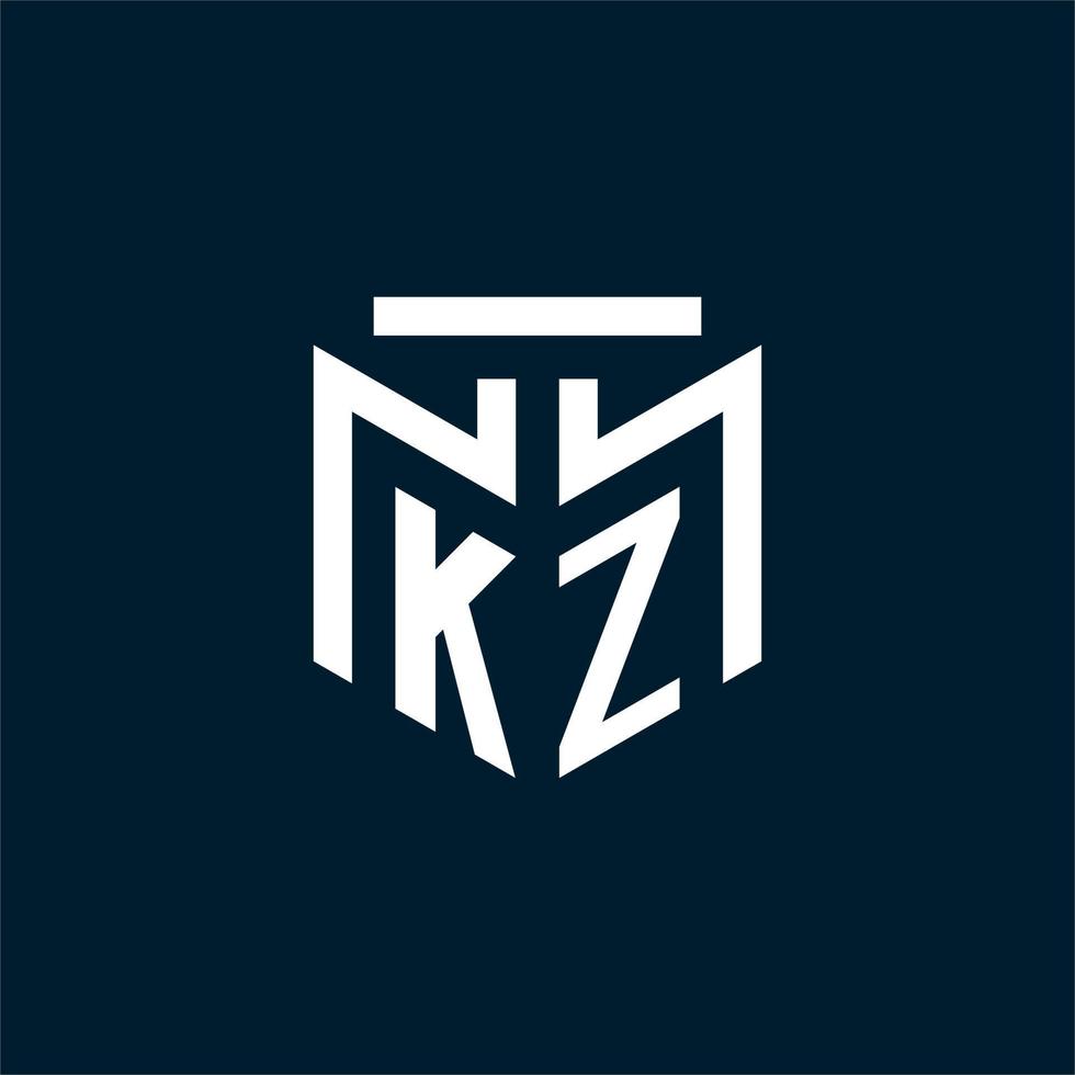 logotipo inicial del monograma kz con diseño de estilo geométrico abstracto vector