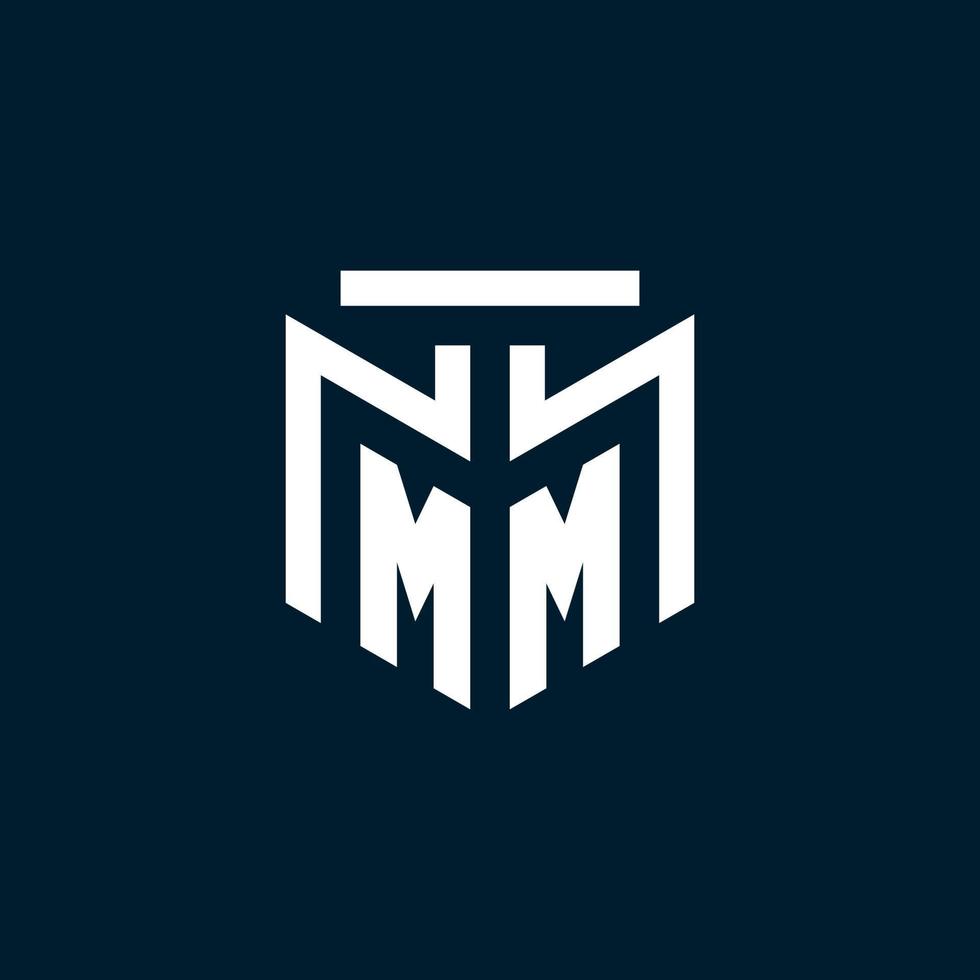 MM monogram initial logo with abstract geometric style design vector