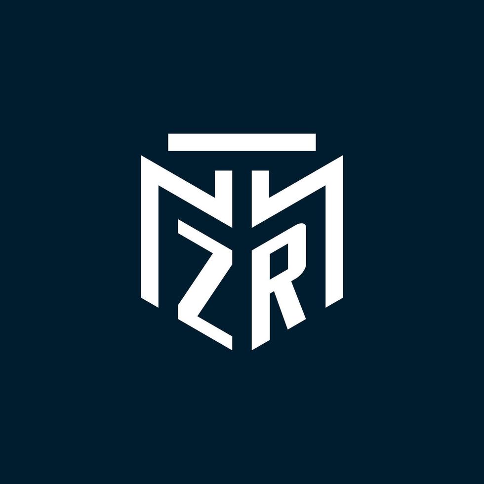 logotipo inicial del monograma zr con diseño de estilo geométrico abstracto vector