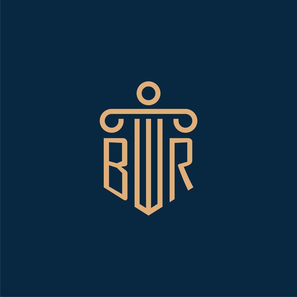 br inicial para el logotipo del bufete de abogados, logotipo de abogado con pilar vector