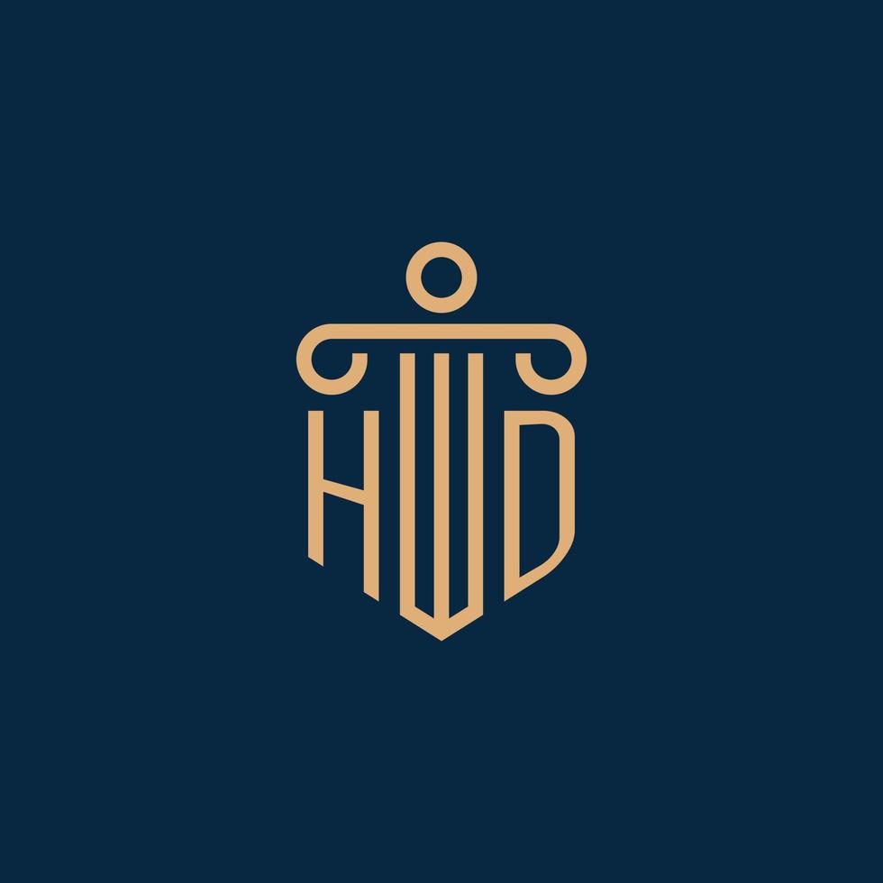 hd inicial para logotipo de bufete de abogados, logotipo de abogado con pilar vector