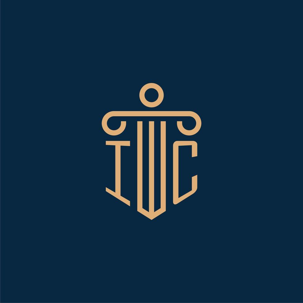 IC initial for law firm logo, lawyer logo with pillar vector