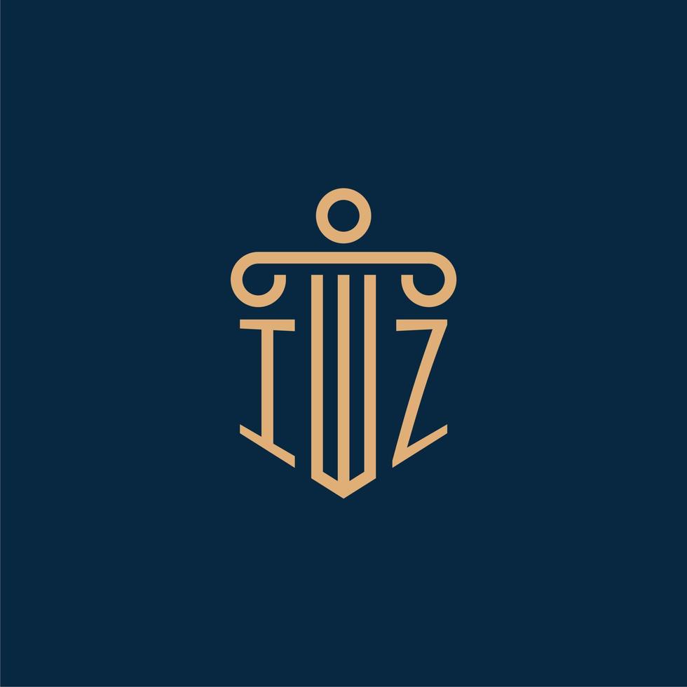 IZ initial for law firm logo, lawyer logo with pillar vector