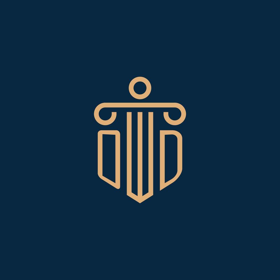 OD initial for law firm logo, lawyer logo with pillar vector