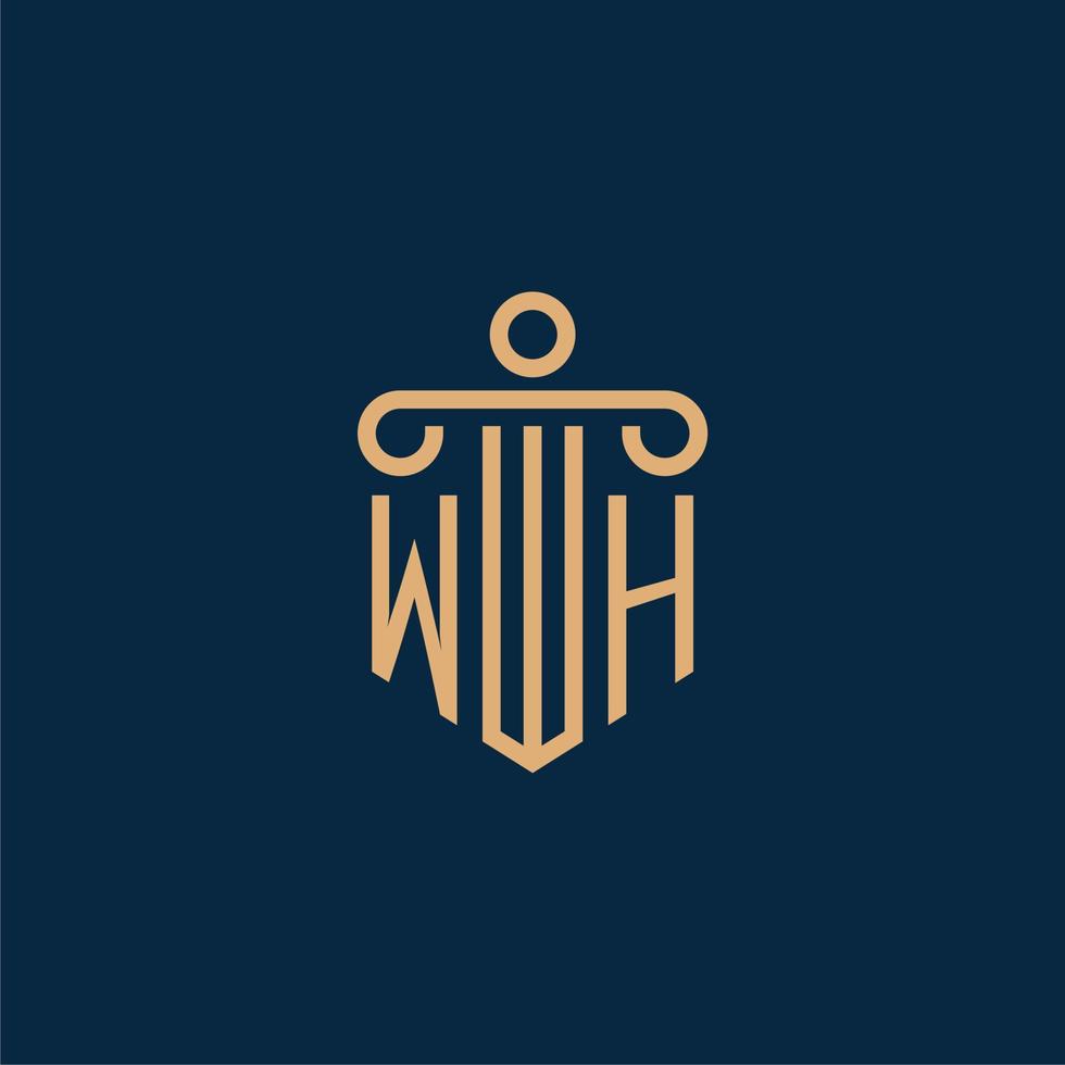 WH initial for law firm logo, lawyer logo with pillar vector