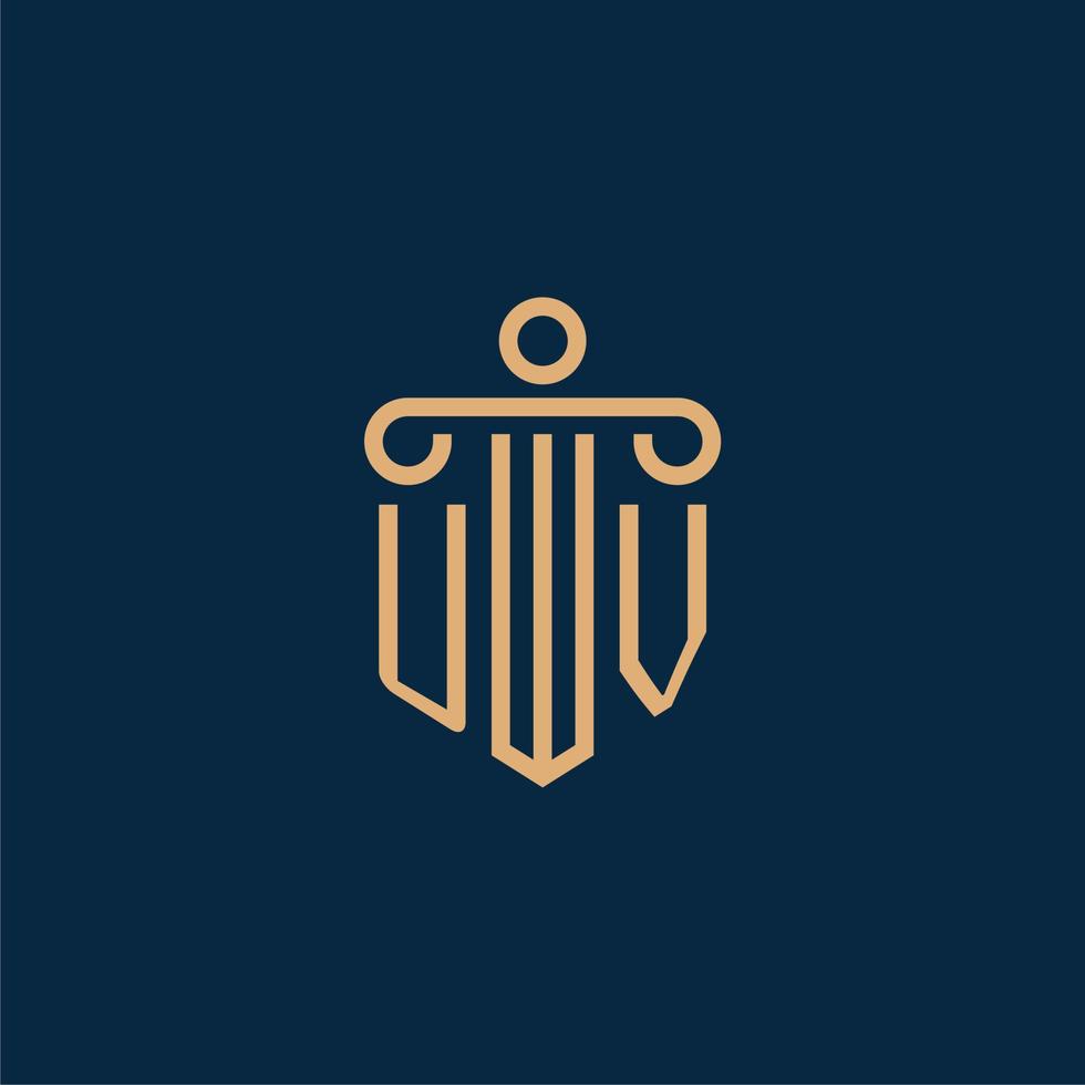 UV initial for law firm logo, lawyer logo with pillar vector