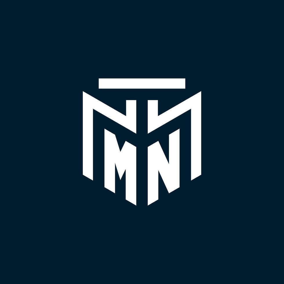 logotipo inicial del monograma mn con diseño de estilo geométrico abstracto vector