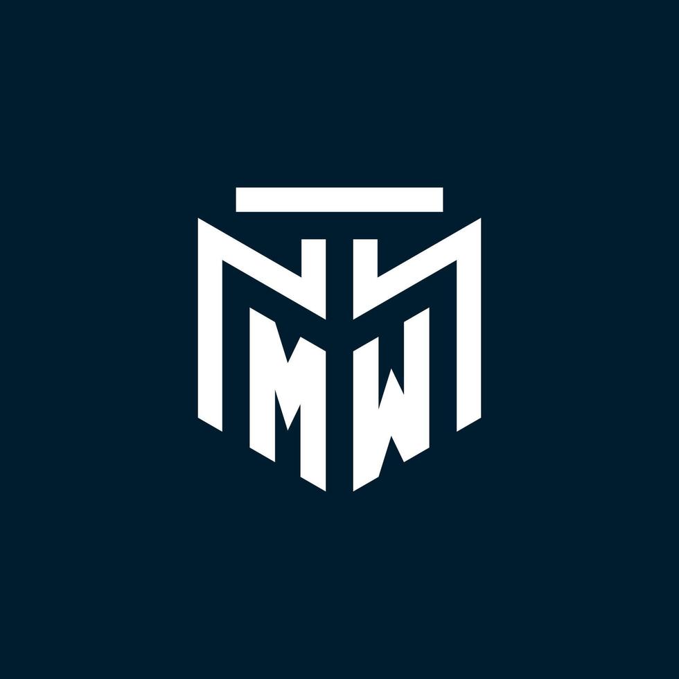 MW monogram initial logo with abstract geometric style design vector