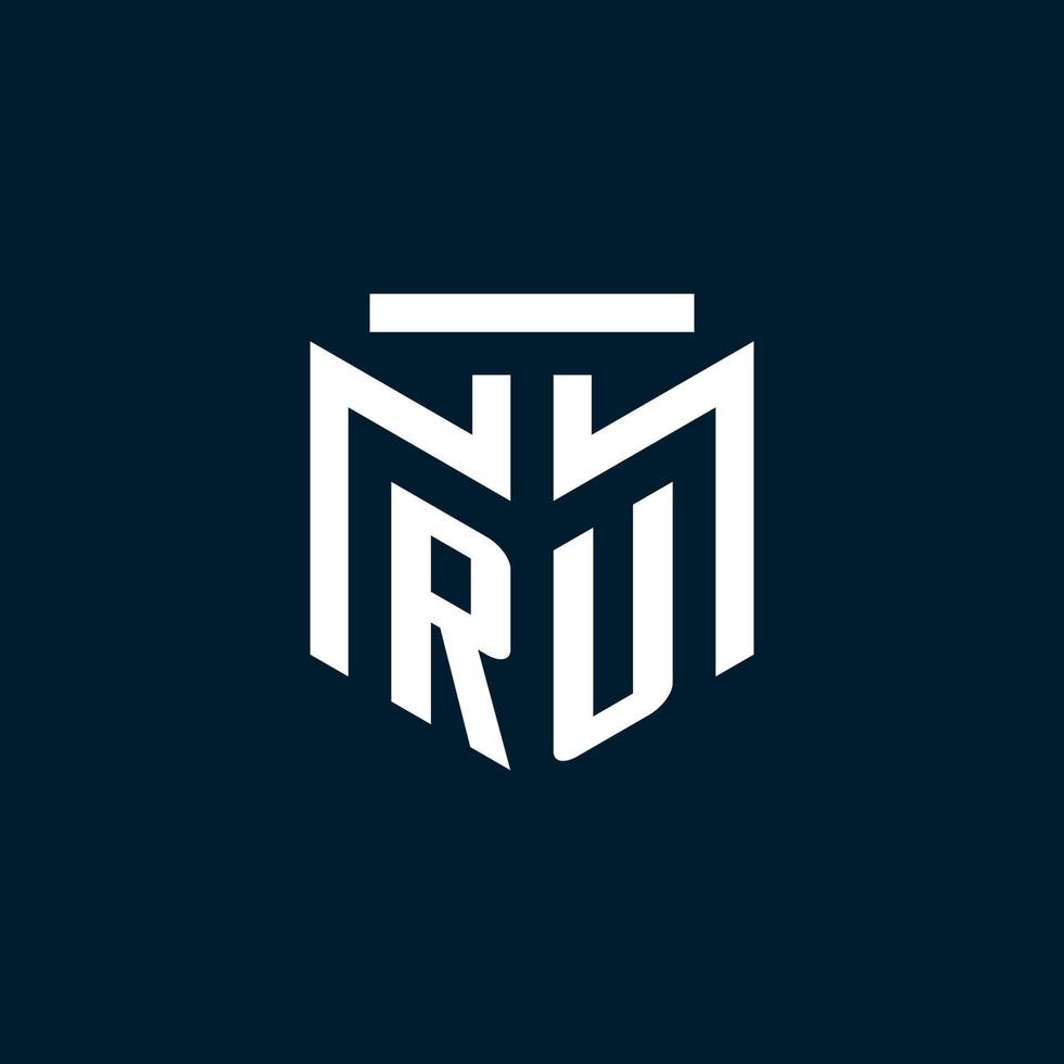 RU monogram initial logo with abstract geometric style design vector