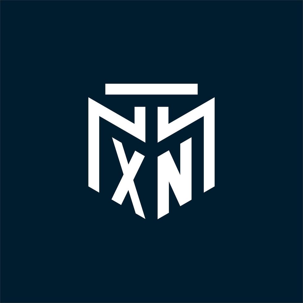 logotipo inicial del monograma xn con diseño de estilo geométrico abstracto vector