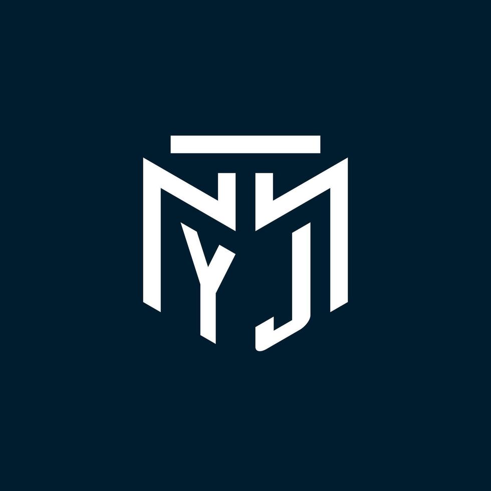 logotipo inicial del monograma yj con diseño de estilo geométrico abstracto vector