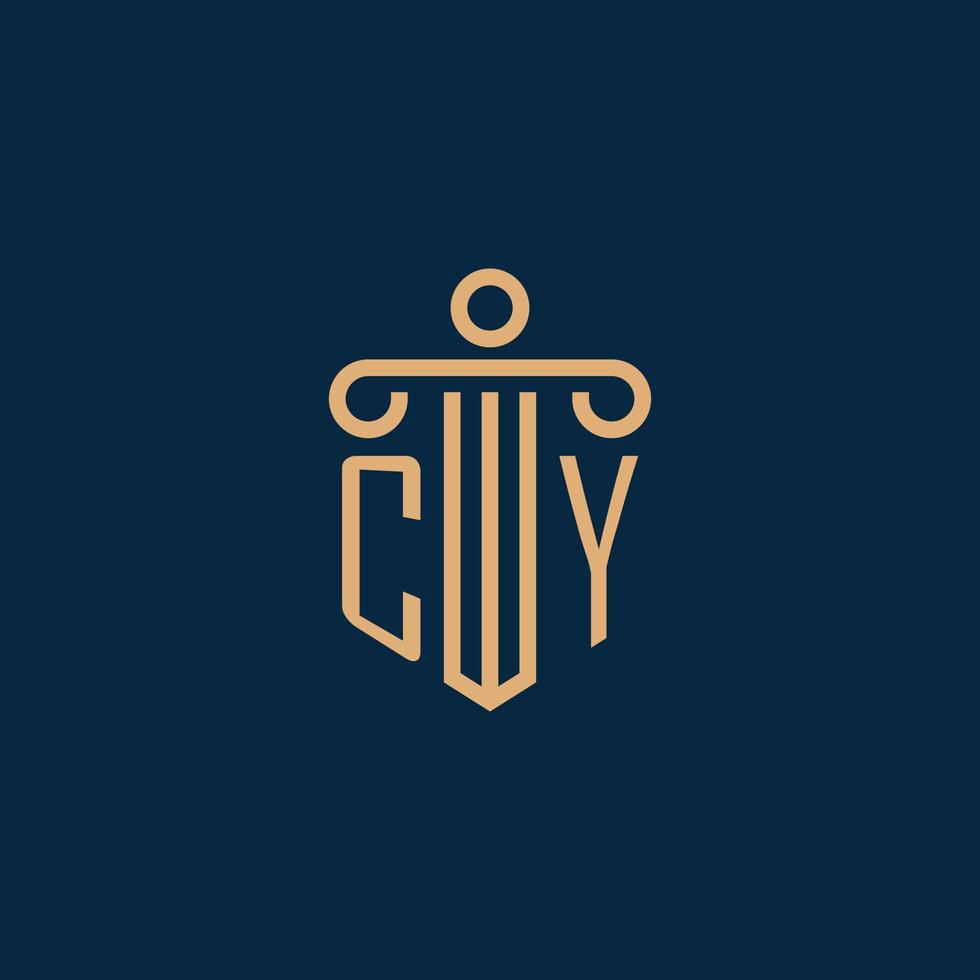 inicial de cy para el logotipo del bufete de abogados, logotipo de abogado con pilar vector