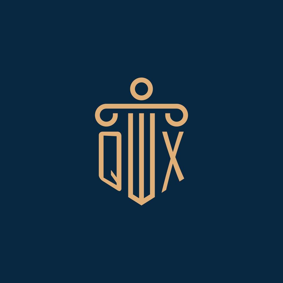 QX initial for law firm logo, lawyer logo with pillar vector