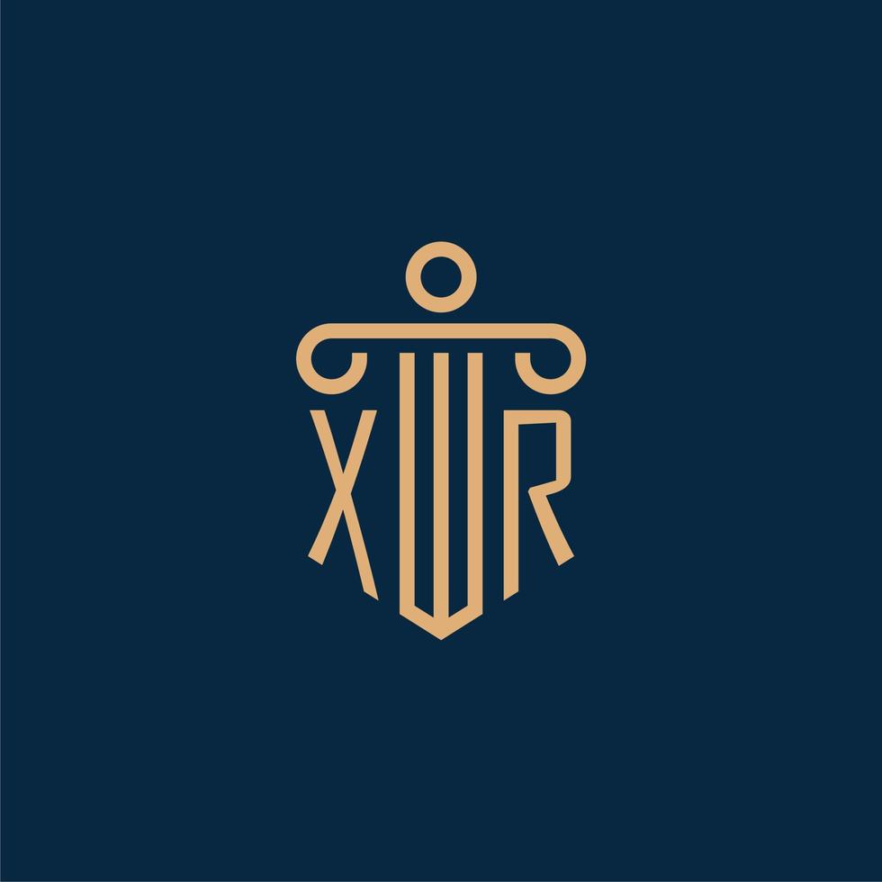 xr inicial para logotipo de bufete de abogados, logotipo de abogado con pilar vector