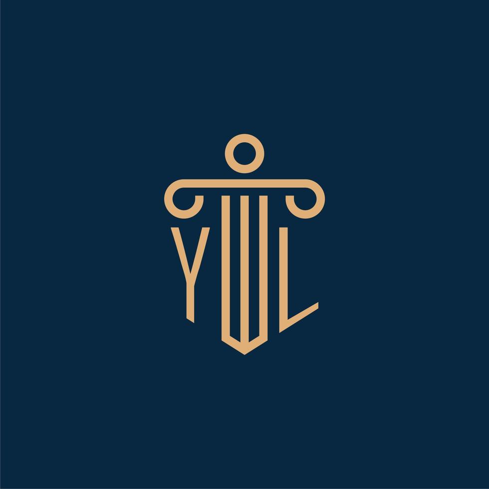 yl inicial para el logotipo del bufete de abogados, logotipo de abogado con pilar vector