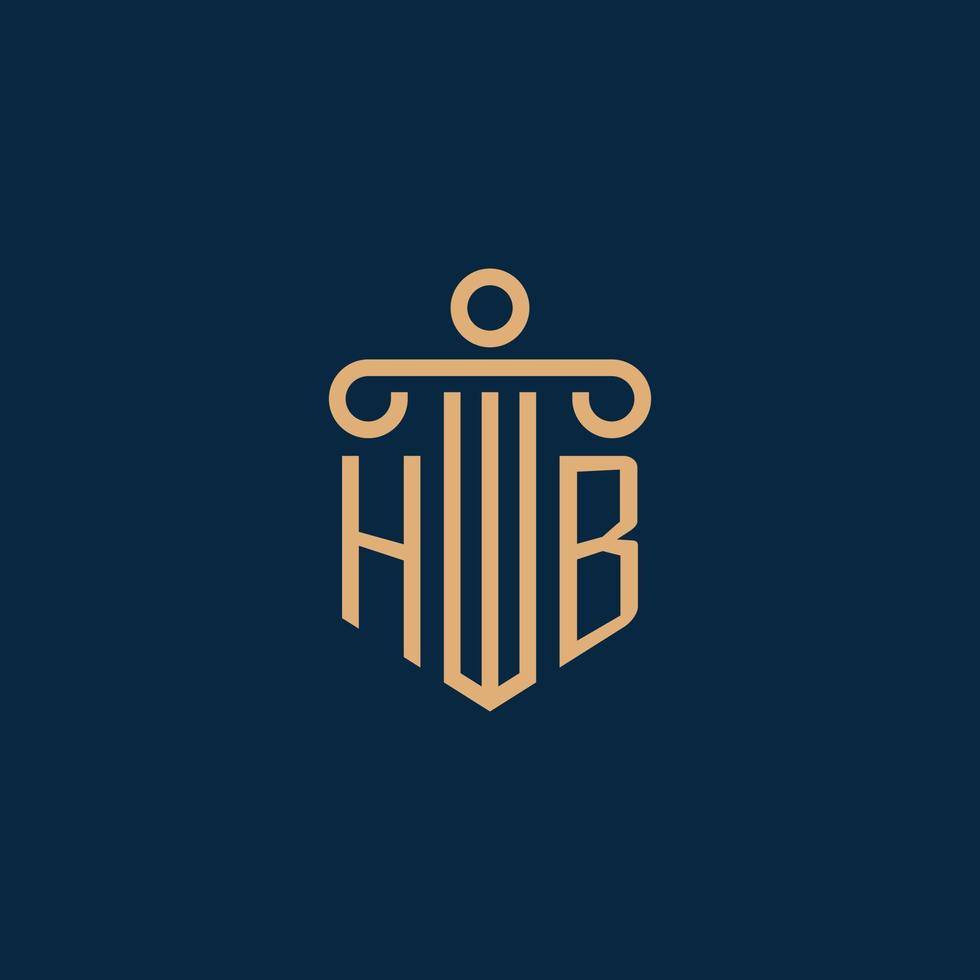 HB initial for law firm logo, lawyer logo with pillar vector