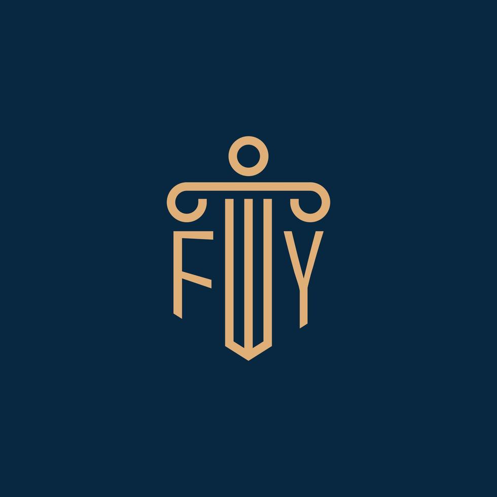 FY initial for law firm logo, lawyer logo with pillar vector