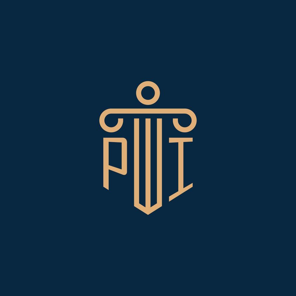 PI initial for law firm logo, lawyer logo with pillar vector