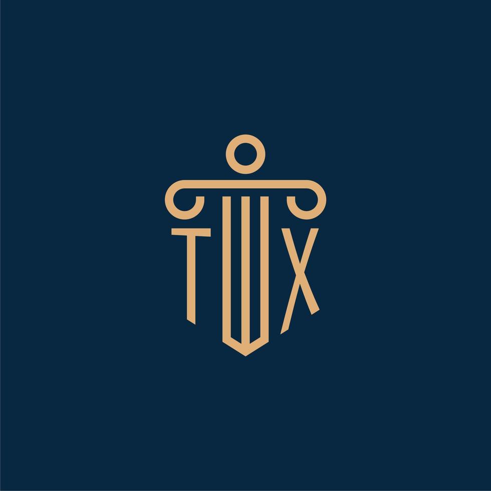 TX initial for law firm logo, lawyer logo with pillar vector