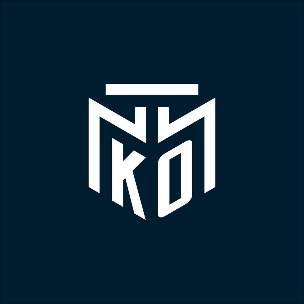 KO monogram initial logo with abstract geometric style design vector