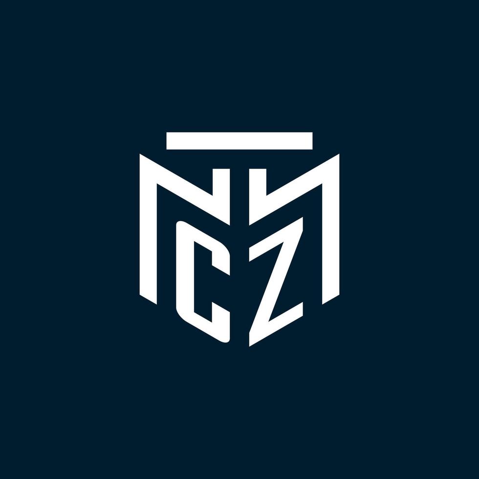 logotipo inicial del monograma cz con diseño de estilo geométrico abstracto vector