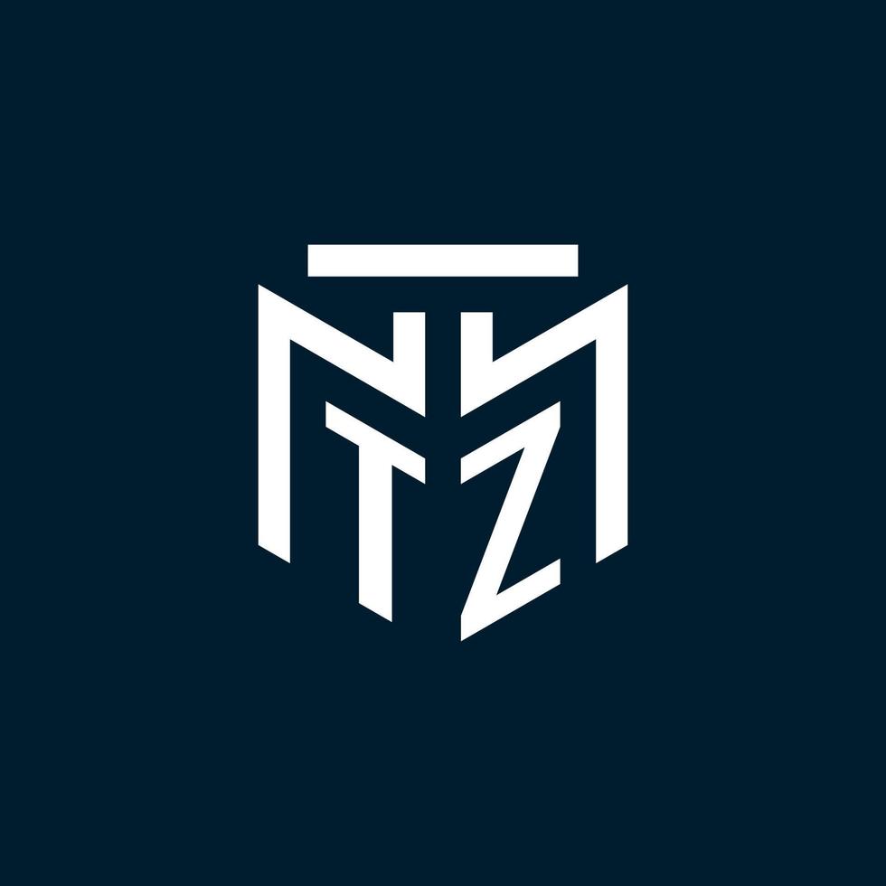 TZ monogram initial logo with abstract geometric style design vector