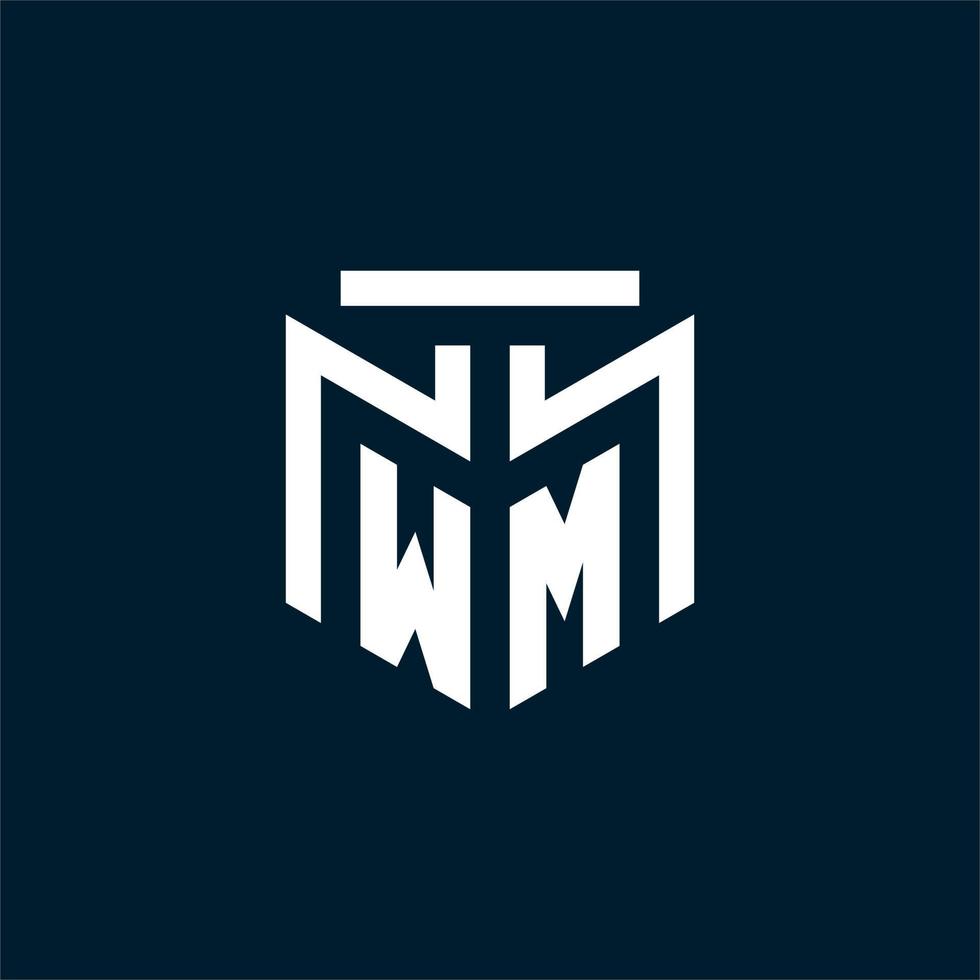 WM monogram initial logo with abstract geometric style design vector
