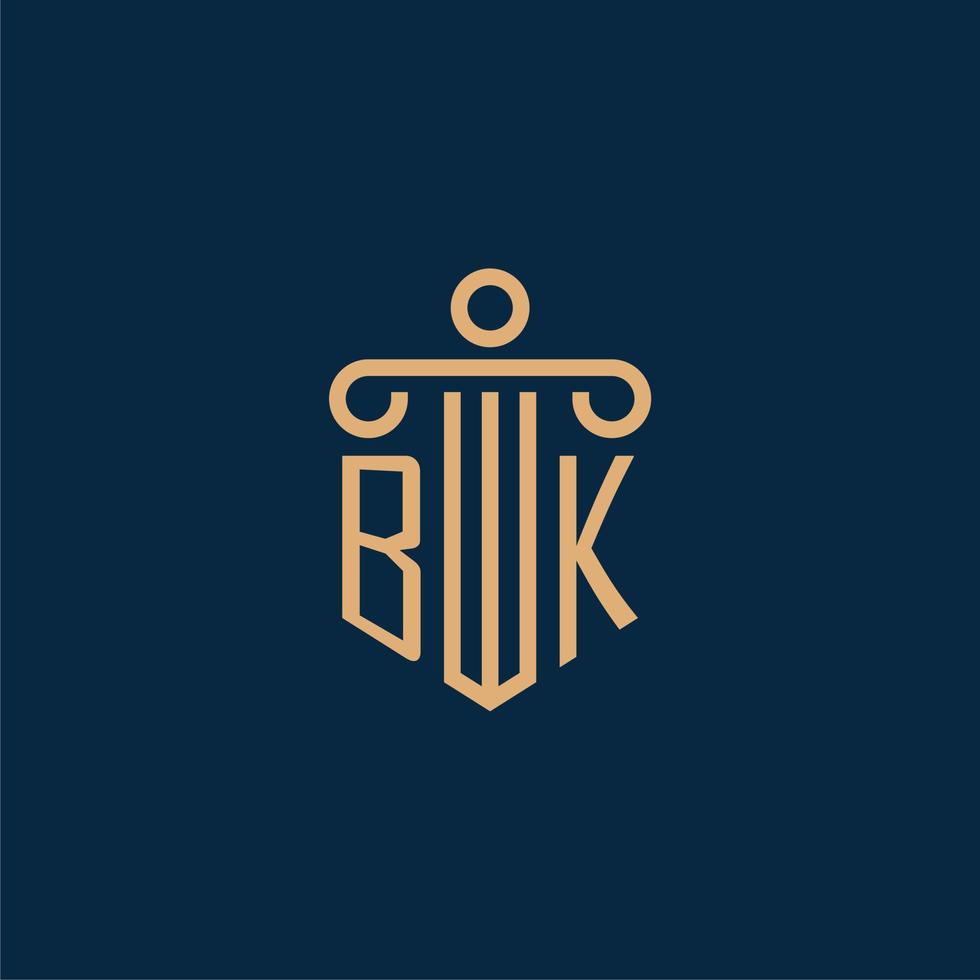 bk inicial para el logotipo del bufete de abogados, logotipo de abogado con pilar vector