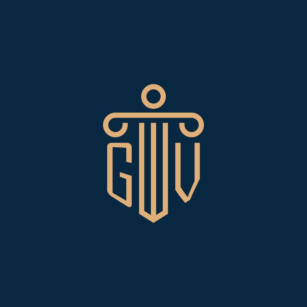 GV initial for law firm logo, lawyer logo with pillar vector