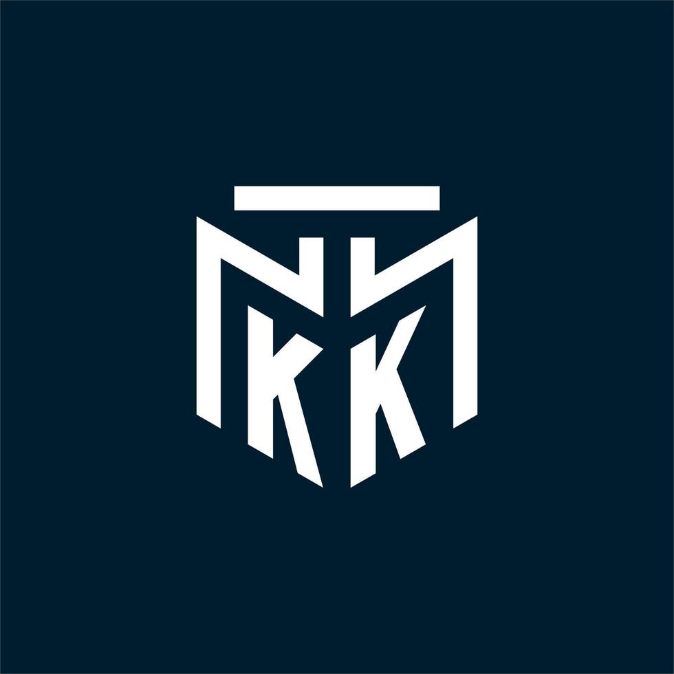 logotipo inicial del monograma kk con diseño de estilo geométrico abstracto vector