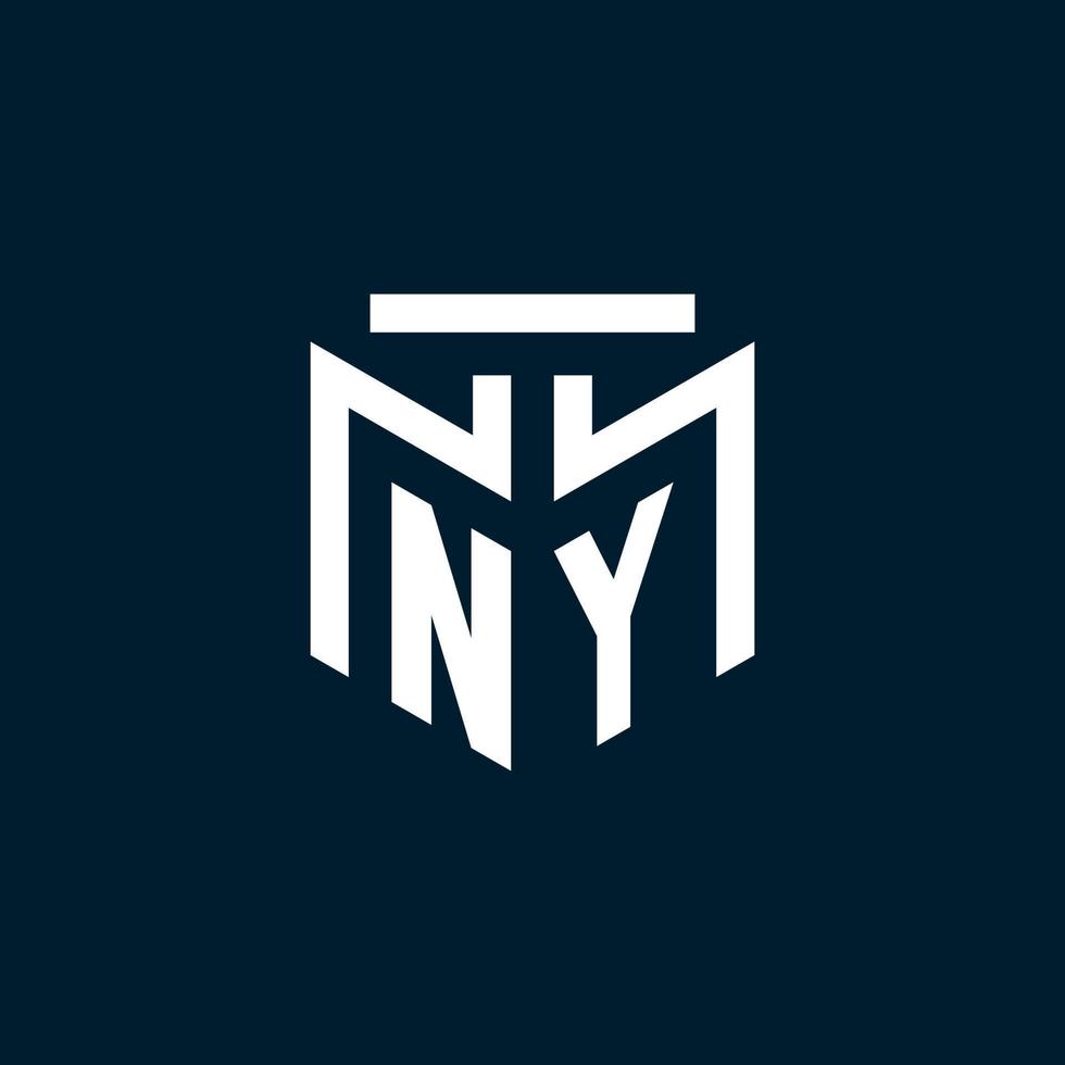 logotipo inicial del monograma ny con diseño de estilo geométrico abstracto vector