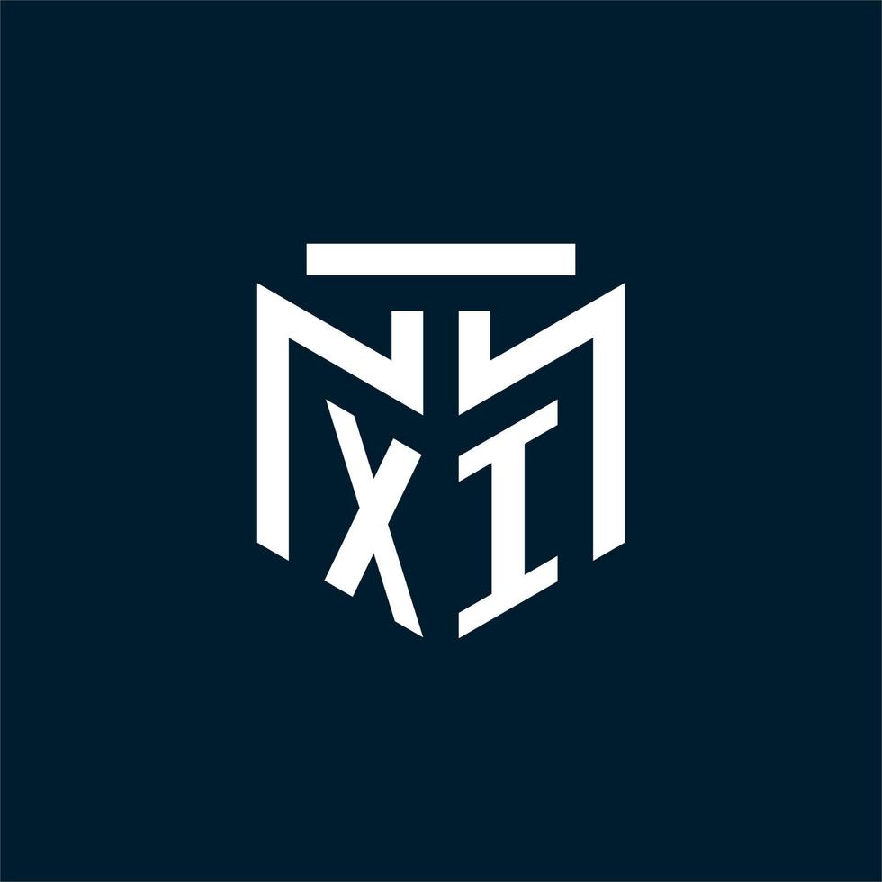 logotipo inicial del monograma xi con diseño de estilo geométrico abstracto vector