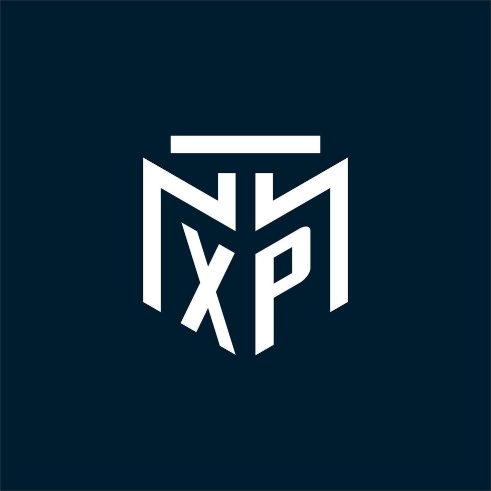 XP monogram initial logo with abstract geometric style design vector