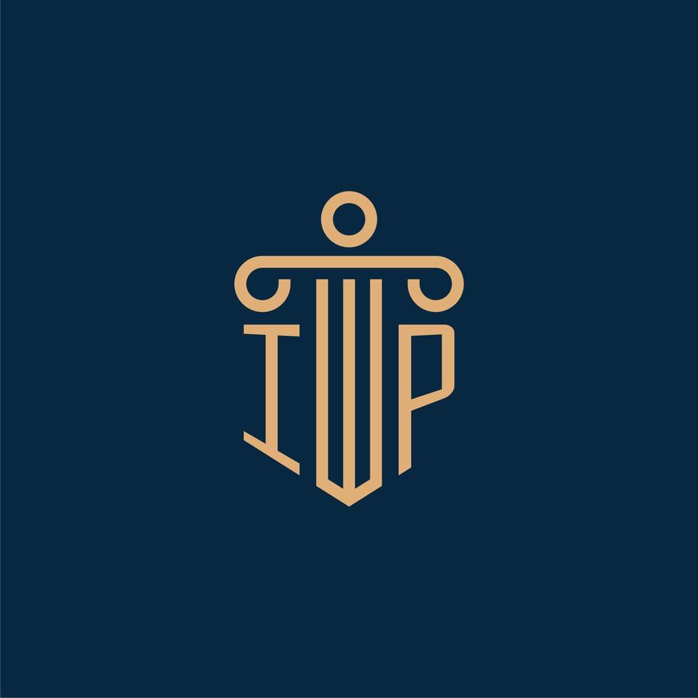 IP initial for law firm logo, lawyer logo with pillar vector