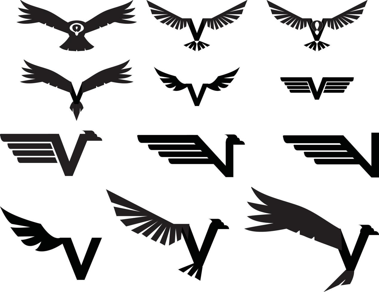 Aviation logo set - Flying V vector